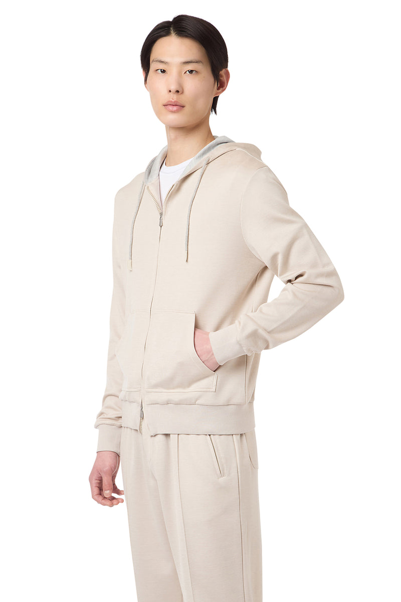 Full zip cotton silk sweatshirt