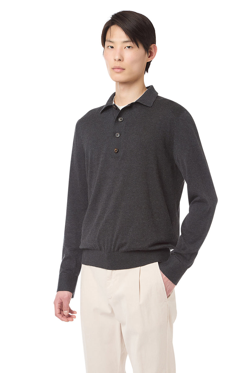 COTTON CASHMERE KNITTED POLO
