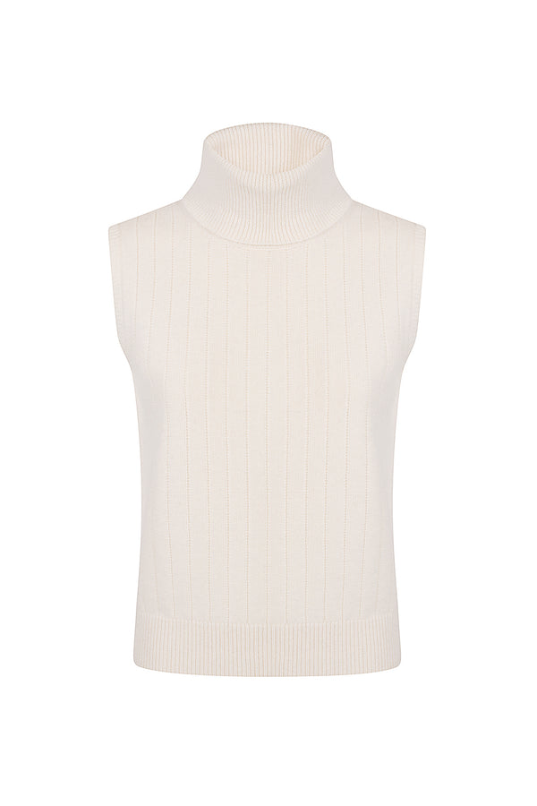 RIBBED SLEEVELESS SWEATER