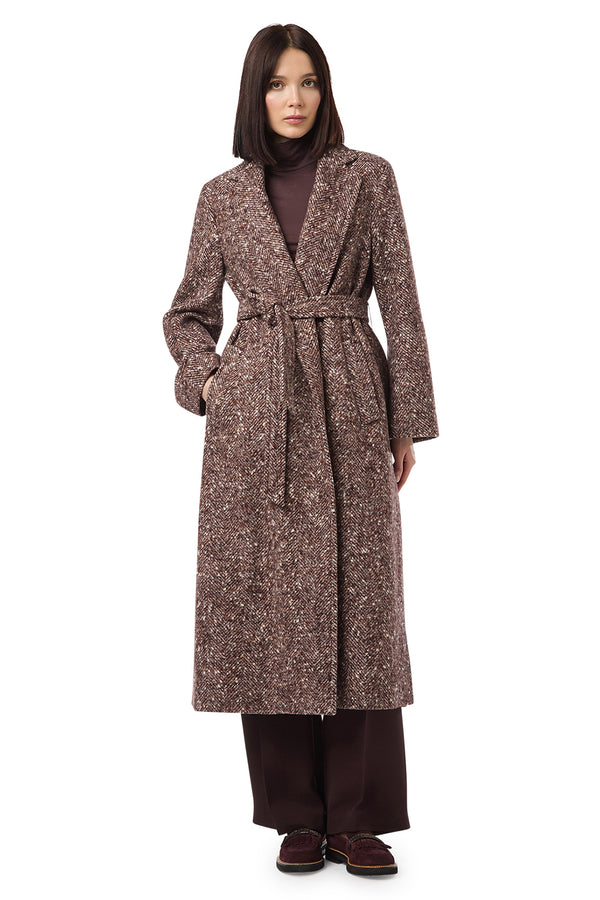 CAPPOTTO CON CINTURA BABY ALPACA LANA SPINA