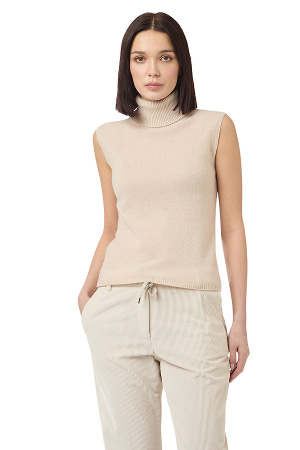SLEEVELESS GAUZE SWEATER