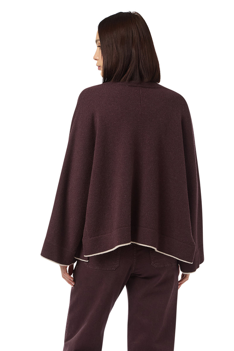 KIMONO IN MAGLIA CASHMERE CON TIPPING