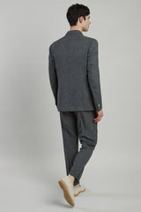 DOUBLE-BREASTED WOOL SILK LINEN SUIT