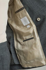 DOUBLE-BREASTED WOOL SILK LINEN SUIT