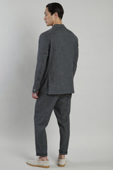 SINGLE-BREASTED WOOL, SILK, LINEN SUIT
