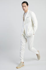 SINGLE-BREASTED LINEN, WOOL, SILK SUIT