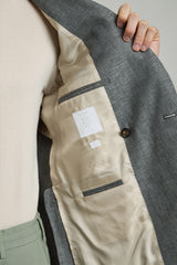 DOUBLE-BREASTED LINEN, WOOL AND SILK JACKET