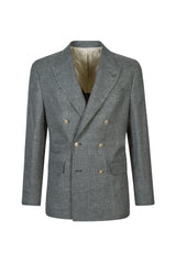 DOUBLE-BREASTED LINEN, WOOL AND SILK JACKET