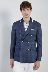 DOUBLE-BREASTED CASHMERE SILK LINEN JACKET