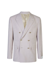 DOUBLE-BREASTED WOOL SILK LINEN JACKET