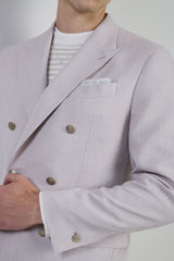DOUBLE-BREASTED WOOL SILK LINEN JACKET