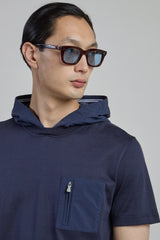 T-SHIRT CON CAPPUCCIO COTONE E NYLON