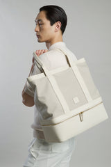 COTTON CANVAS AND CALFSKIN LEATHER BAG