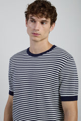 STRIPED COTTON CREW NECK SWEATER