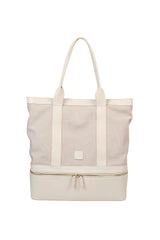 COTTON CANVAS AND CALFSKIN LEATHER BAG