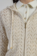 FULL ZIP COTTON LINEN SWEATER