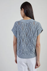 MAGLIA SCOLLO V COTONE LINO