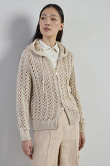 FULL ZIP LINEN COTTON SILK SWEATER