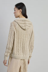 FULL ZIP LINEN COTTON SILK SWEATER