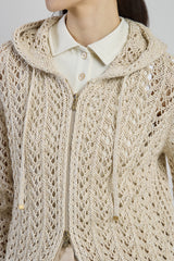 FULL ZIP LINEN COTTON SILK SWEATER