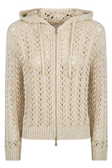 FULL ZIP LINEN COTTON SILK SWEATER