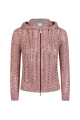 FULL ZIP LINEN COTTON SILK SWEATER