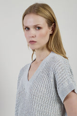 MAGLIA SCOLLO V LINO COTONE SETA