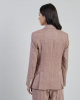 DOUBLE-BREASTED LINEN, WOOL AND SILK JACKET