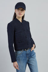 GIACCA MONOPETTO LINO COTONE SETA CON PARTI IN MAGLIA