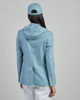 JACKET WITH BIB WOOL SILK LINEN MICRO HERRINGBONE