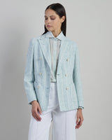 DOUBLE-BREASTED PINSTRIPED LINEN JACKET