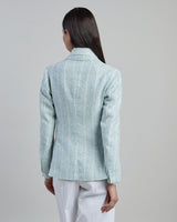 DOUBLE-BREASTED PINSTRIPED LINEN JACKET