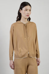 MAGLIA FULL ZIP LANA 14 MICRON CON CONTRASTO