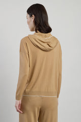 MAGLIA FULL ZIP LANA 14 MICRON CON CONTRASTO